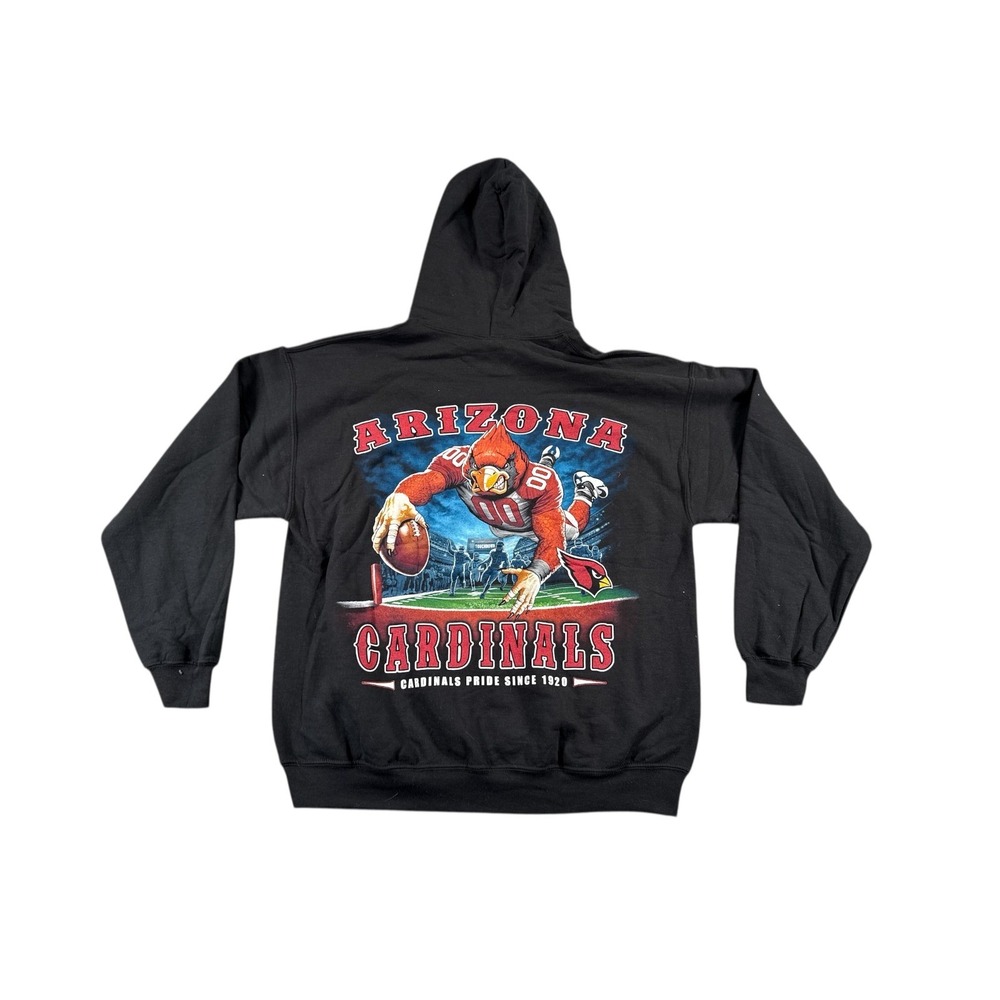 Majestic Arizona Cardinals Hoodie Mens Large Black AOP Team Apparel Pride
